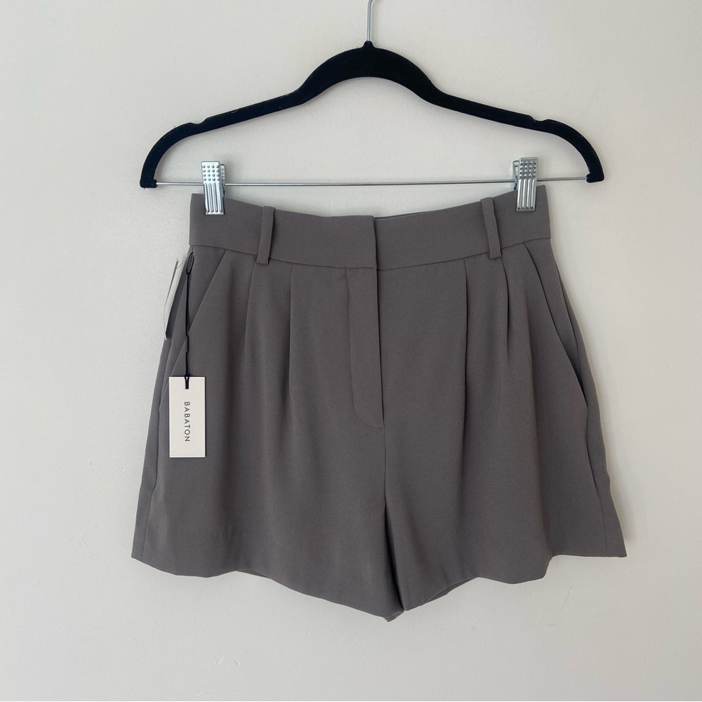 Aritzia Babaton NWT Kennedy Shorts in Pewter Grey size 4 High Rise Dress Pleated